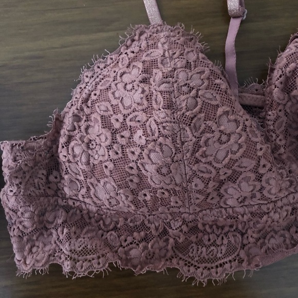 Aerie Eyelash Lace Racerback Bralettes, Slate and Mauve - Picture 3 of 9